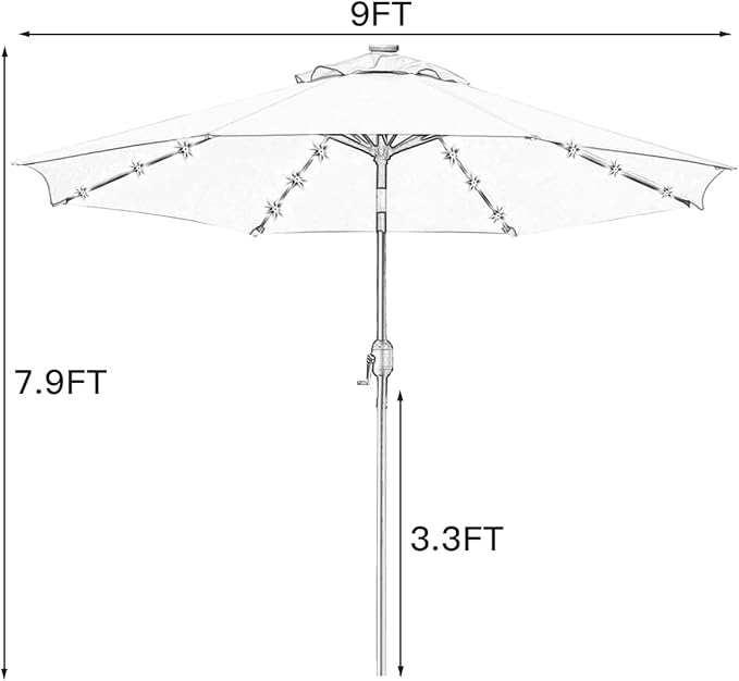 Sunnyglade 9' Solar LED Lighted Patio Umbrella - Image 7
