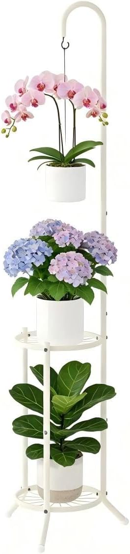 2-Tier Hanging Plant Stand Indoor and Outdoor, Space-Saving Iron Planter Shelves by Unknown