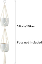 Belit 2 Pack Double Macrame Plant Hangers 2 Tier Hanging Planter Basket - Image 4
