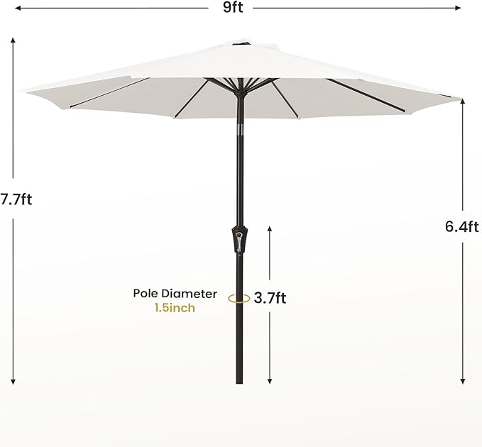 MEWAY 9ft Patio Umbrella Outdoor Table Umbrellas - Image 7