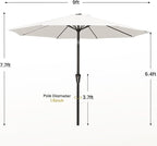 MEWAY 9ft Patio Umbrella Outdoor Table Umbrellas - Image 7