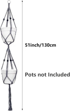 Belit 2 Pack Double Macrame Plant Hangers 2 Tier Hanging Planter Basket - Image 4