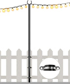 10FT String Light Pole for Outdoor, Heavy Duty Metal Lighting Stand Pole for by Eazielife