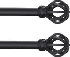 Black Curtain Rods for Windows 28 to 48 Inch, 2 Pack 5/8" Diameter Heavy Duty by Poskena