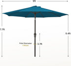 MEWAY 9ft Patio Umbrella Outdoor Table Umbrellas - Image 7
