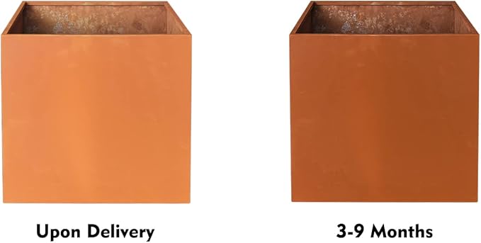 Corten Steel Planter Box Large Outdoor Planter 24 Inch Square Cube Planters - Image 6