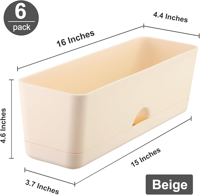 6 Pack Rectangle Planter 16x4.4 Inch Window Boxes Planters Rectangular Large - Image 6