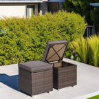 RELAX4LIFE Wicker Outdoor Storage Ottoman, 2-Piece Rattan Footstool w/Removable - Image 5
