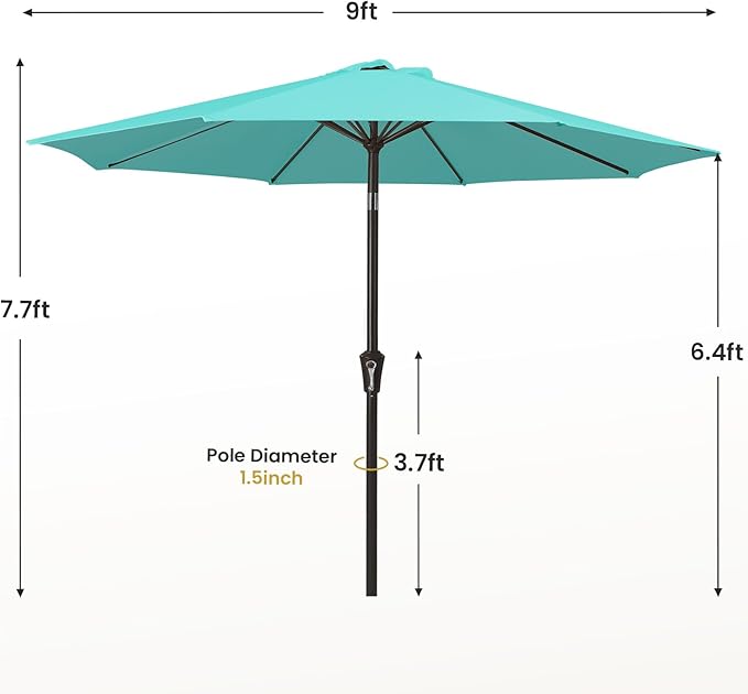 MEWAY 9ft Patio Umbrella Outdoor Table Umbrellas - Image 7