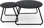 Patio Outdoor Coffee Table Set of 2, Weather Resistant Steel Round End Tables by Meluvici