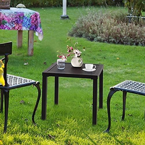 PHI VILLA Indoor Outdoor Small Metal Square Side/End Table, Patio Coffee Bistro - Image 8