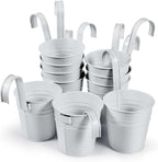 OBTANIM 12 Pack Metal Hanging Flower Pots Railing Planter Outdoor Fence Hanging - Image 7
