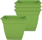 The HC Companies 8 Inch Eclipse Square Planter Pots w/Drainage Holes & Attached by TheHCCompanies