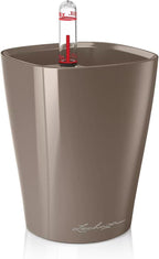 Lechuza MINI-DELTINI Shiny Taupe High Gloss, Self-Watering Small Indoor Planter by LECHUZA