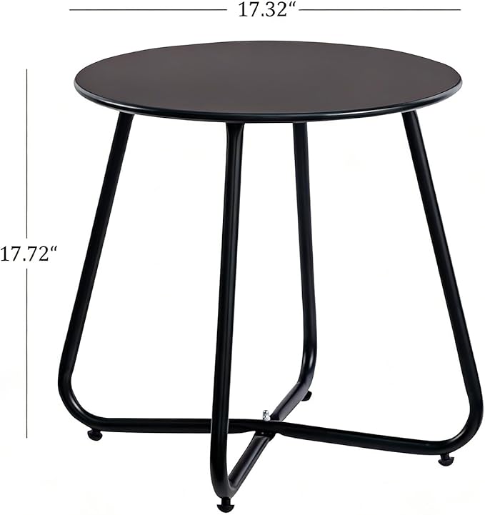 HollyHOME Round Metal Side Table, Rust-Resistant Patio Small Plant Stand - Image 3