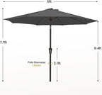 MEWAY 9ft Patio Umbrella Outdoor Table Umbrellas - Image 7