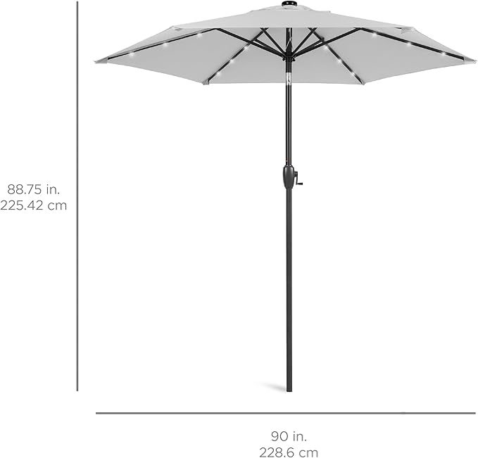 Best Choice Products 7.5ft Outdoor Solar Market Table Patio Umbrella - Image 7
