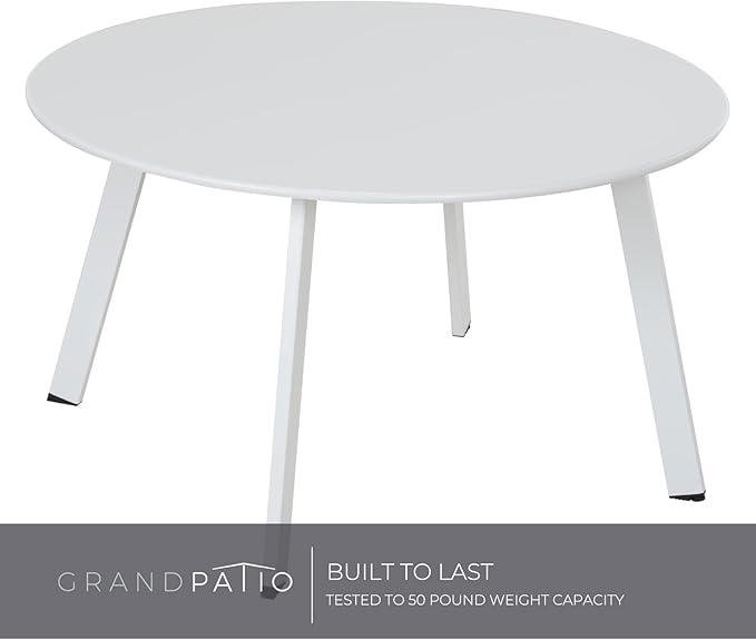 Grand patio 28-inch Outdoor Steel Coffee Table, Round Patio Side Table - Image 8