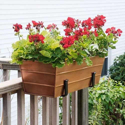 Achla Designs C-20C Copper Plated Flower Box, Medium Window Flowerbox Planter - Image 2