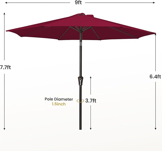 MEWAY 9ft Patio Umbrella Outdoor Table Umbrellas - Image 7