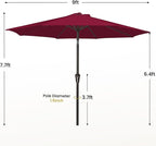 MEWAY 9ft Patio Umbrella Outdoor Table Umbrellas - Image 7