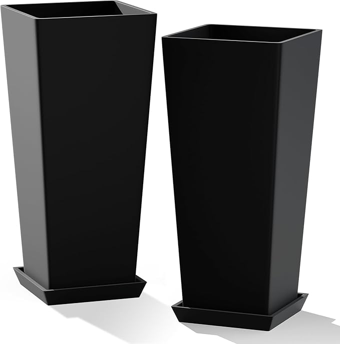 24" Set of 2 Tall Black Planters by PolarcoForgeco