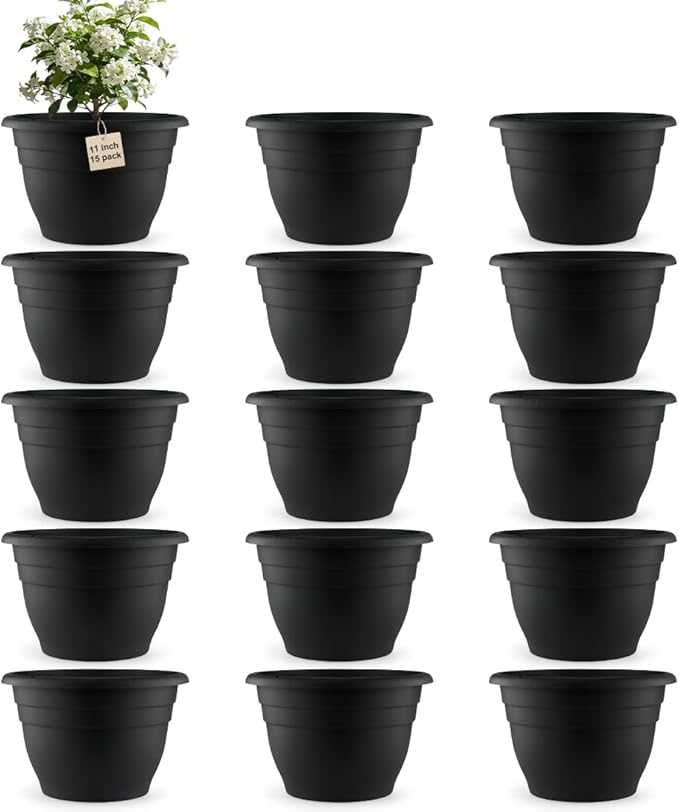 15 Pack 11 Inch Plant Pots by RooTrimmer