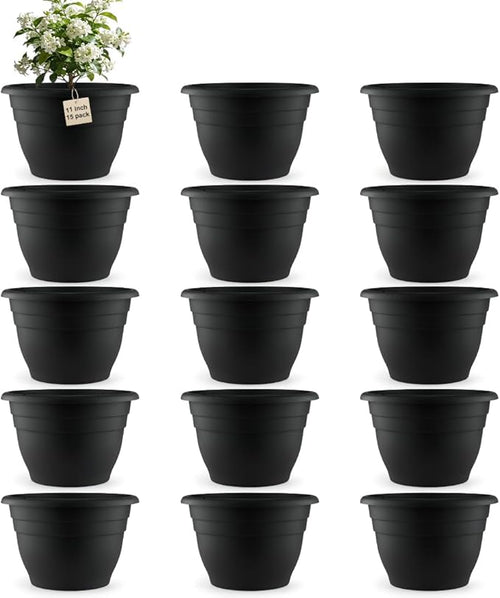 15 Pack 11 Inch Plant Pots by RooTrimmer