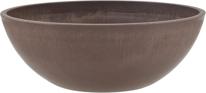 PSW Pot Collection M25C 10-inch Plastic/Stone/Wood Composite Low Bowl Planter – by PSW