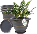 10 Inch 4 Pack Plant Pots, Plastic Flower Pot by Usocik