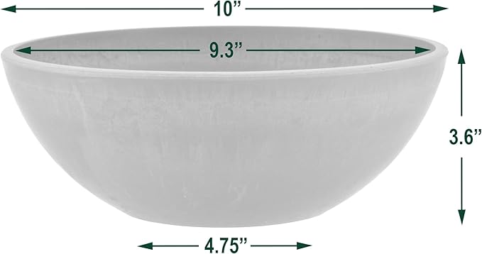 PSW Pot Collection M25C 10-inch Plastic/Stone/Wood Composite Low Bowl Planter – - Image 4
