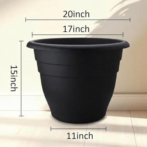 20 Inch Large Plant Pots Outdoor, 6 Pack Black Plastic Planters - Image 2