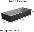 8x2x1ft Galvanized Raised Garden Bed, Outdoor Planter Box Metal Patio Kit - Image 2