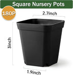 BTPLASTIK Square Nursery Pots 2.7 Inch 180 Pcs, Plastic Small Flower Pots - Image 5