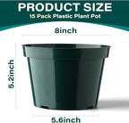BTPLASTIK 8 Inch Plastic Plant Pots, 15 Pack Sturdy Nursery Pots - Image 2