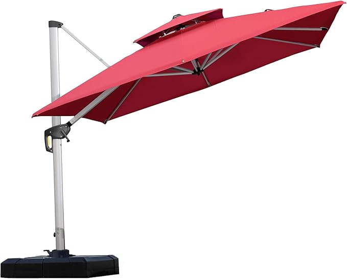 PURPLE LEAF Patio Umbrella 9ft Outdoor Square Umbrella Large Cantilever by PURPLELEAF