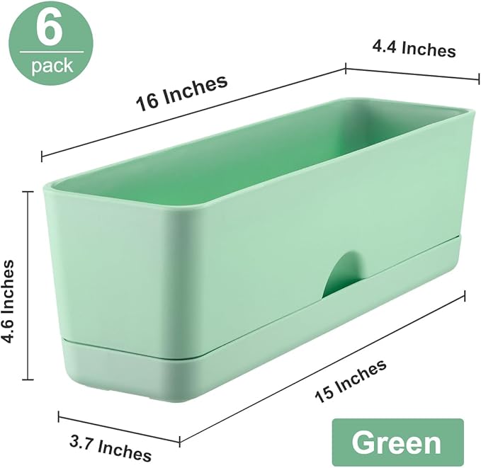 6 Pack Rectangle Planter 16x4.4 Inch Window Boxes Planters Rectangular Large - Image 5