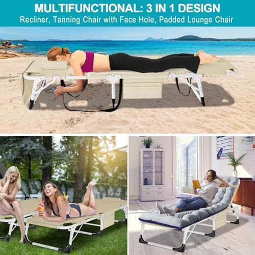 ABORON 3-in-1 Sun Tanning Chair – Oversized Folding Chaise Lounge - Image 4