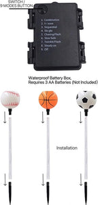 Battery Powered Garden Sports Ball Theme Party Stake Lights Soccer Basketball - Image 4