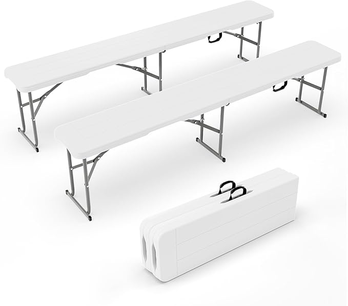 VINGLI 6 feet Plastic Folding Bench, Portable in/Outdoor Picnic Party Camping by VINGLI