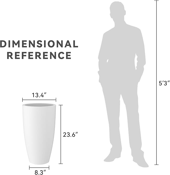 Kante 23.6" H Pure White Concrete Tall Planters, Large Outdoor Indoor - Image 8