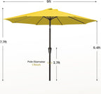 MEWAY 9ft Patio Umbrella Outdoor Table Umbrellas - Image 7