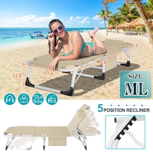 ABORON 3-in-1 Sun Tanning Chair – Oversized Folding Chaise Lounge - Image 7