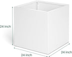 White Steel Planter Square Outdoor Planters Galvanized Steel Planter Box 24 - Image 2
