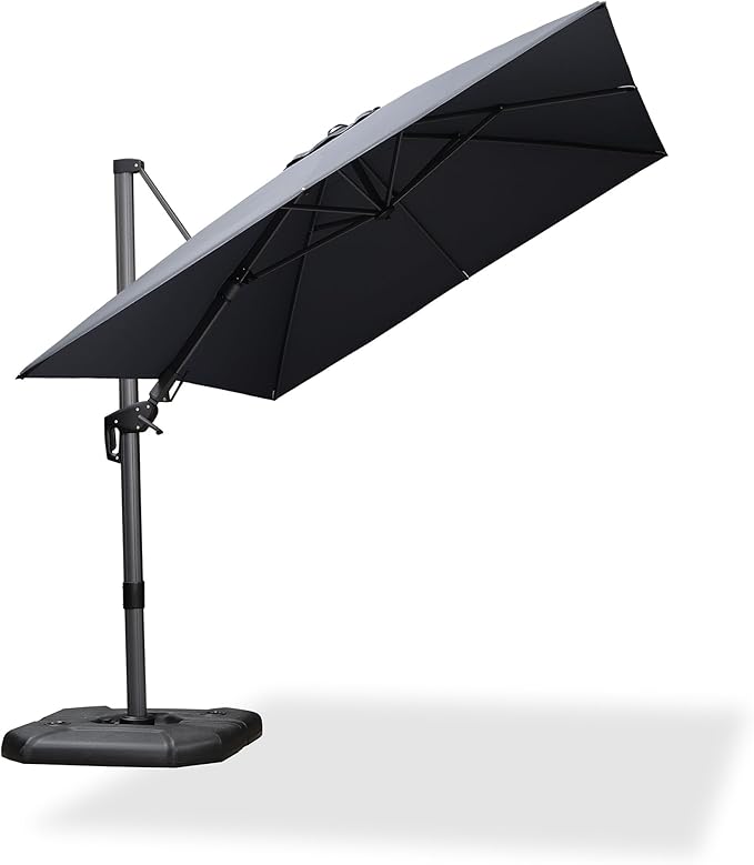 PURPLE LEAF 8' X 8' Left-right Tilting Patio Umbrella Outdoor Cantilever Swivel by PURPLELEAF