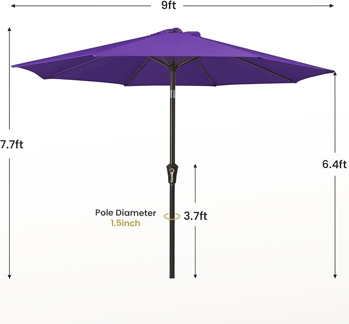 MEWAY 9ft Patio Umbrella Outdoor Table Umbrellas - Image 7
