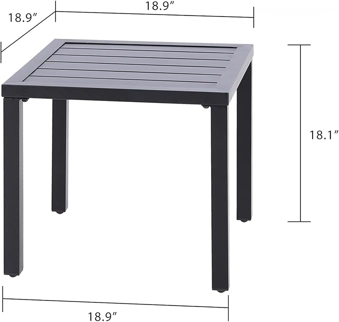 PHI VILLA Outdoor Patio Side Table Set of 2, Outside Coffee Bistro Table - Image 3