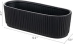 MyGift 12 Inch Ceramic Succulent Planter, Oval Matte Black Planter Pot - Image 5