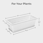 GROWNEER 3 Packs 17 Inches White Flower Window Box Plastic Vegetable Planters - Image 3