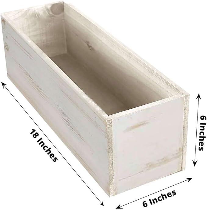 Efavormart 18"x6" Whitewash Wood Planter Box - Image 3